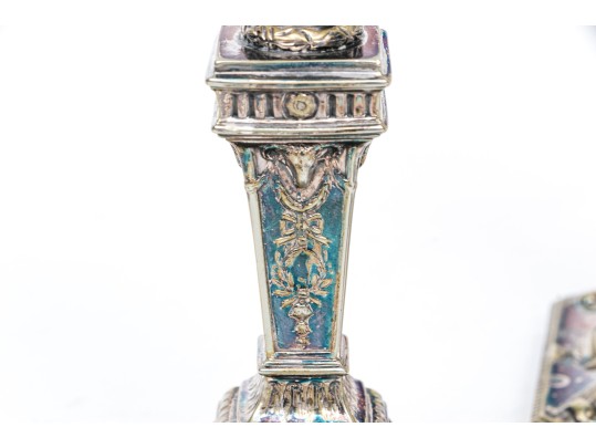 Two Pairs Of Silver Plated Candlesticks