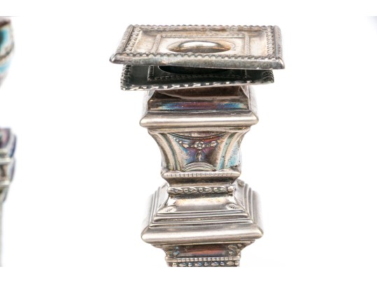 Two Pairs Of Silver Plated Candlesticks