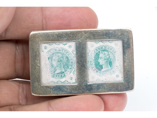Two Small Sterling Silver Stamp Boxes   1.585 Gross Troy Ozs.