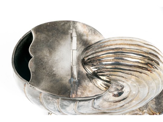 Antique English Victorian Silverplate Nautilus Spoon Warmer