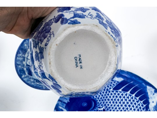 Asian Blue And White Serving And Decorating Lot
