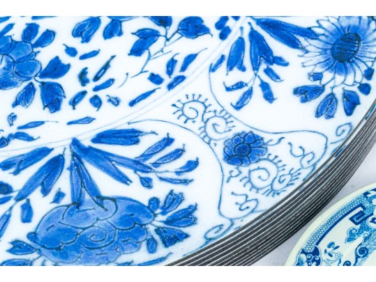 Set Of Vintage Blue And White Placemats And Coasters
