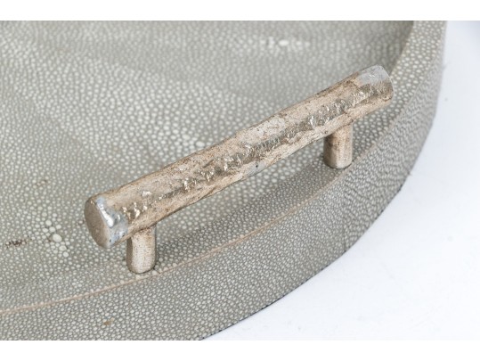 Designer Faux Shagreen Round Tray