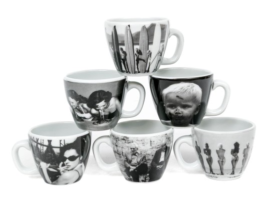 Set Of Six Harvey Nichols Foodmarket Espresso Cups With Saucers