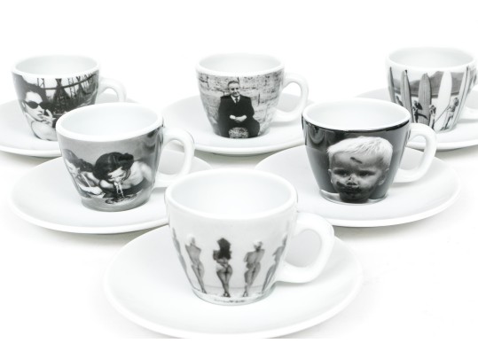 Set Of Six Harvey Nichols Foodmarket Espresso Cups With Saucers