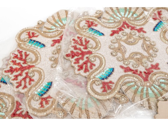 Set Of Four Kim Seybert Exceptional Beaded Placemats