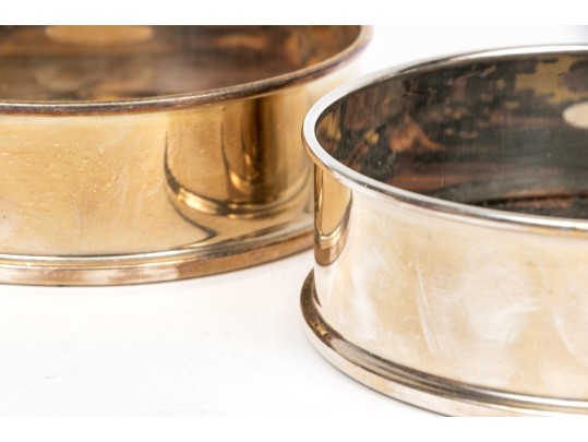 Quality Pair Of Silver Plate Mounted Faux Tortoise Shell Coasters