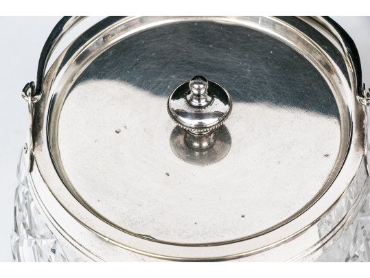 Two Antique Cut Glass And Silverplate Biscuit Jars