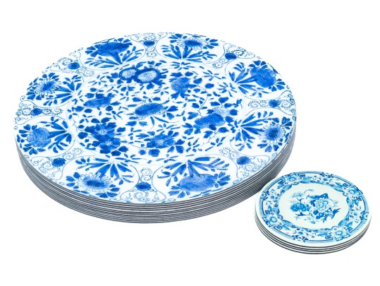 Set Of Vintage Blue And White Placemats And Coasters