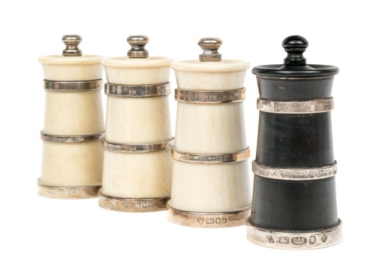 Assembled Set Of Four Sterling Silver Mounted Casters