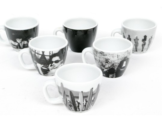 Set Of Six Harvey Nichols Foodmarket Espresso Cups With Saucers