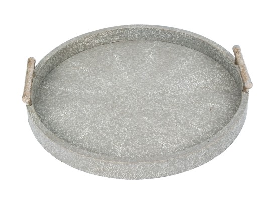 Designer Faux Shagreen Round Tray