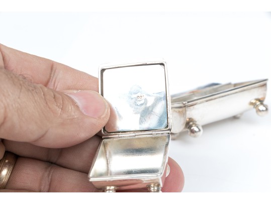Two Small Sterling Silver Stamp Boxes   1.585 Gross Troy Ozs.