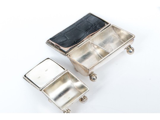 Two Small Sterling Silver Stamp Boxes   1.585 Gross Troy Ozs.