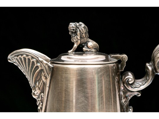 Antique Late 19th Classical Silver Plated Etched Crystal Claret Jug