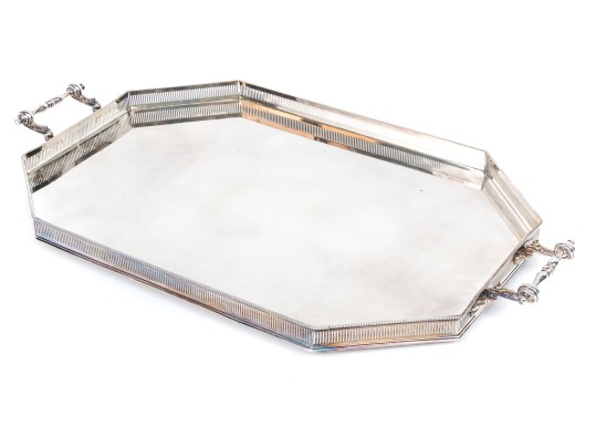 Large Antique English Silverplate Twin Handled Tray