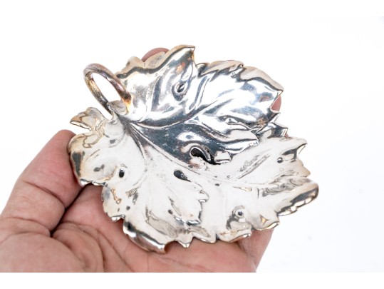 Pair Of Christofle Silver Leaf Form Dishes