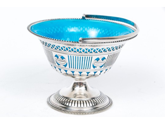Silverplate And Opaline Glass Basket
