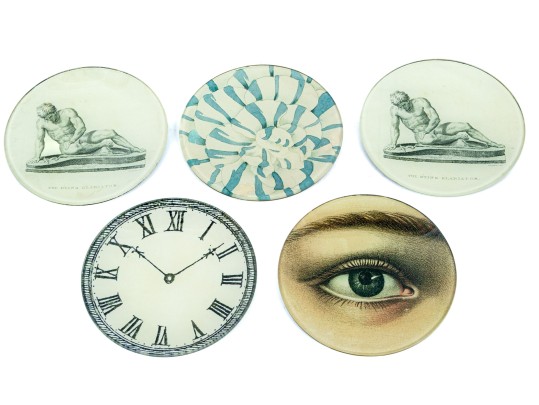 Collection Of Five Decoupage Glass Plates By John Derian New York