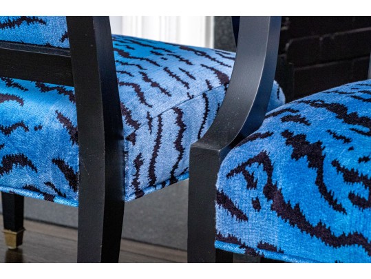 Pair Of Custom Brunschwig & Filss Silk Velvet Upholstered Armchairs