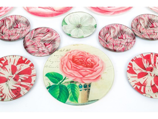 Collection Of Thirteen Decoupage Glass And Plastic Plates By John Derian New York 