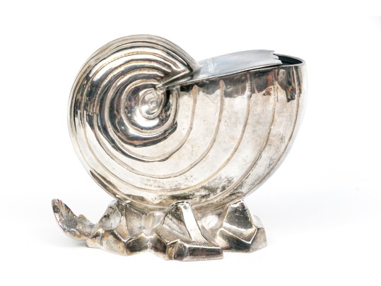 Antique English Victorian Silverplate Nautilus Spoon Warmer