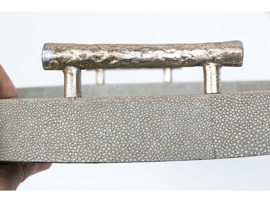 Designer Faux Shagreen Round Tray