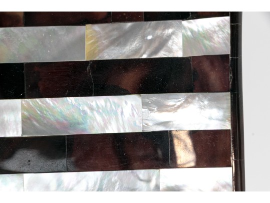 Two Heavy Horn And Pearl Inlaid Square Plates