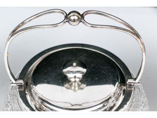 Group Of Three Antique Cut Glass And Silverplate Biscuit Jars