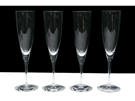 Set Of Four Tiffany & Co. Elegant Champagne Flutes