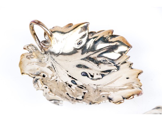 Pair Of Christofle Silver Leaf Form Dishes
