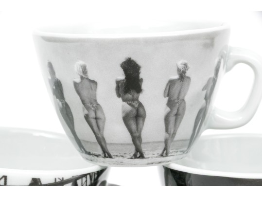 Set Of Six Harvey Nichols Foodmarket Ceramic Coffee Mugs