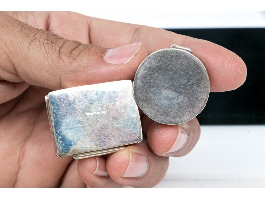 Collection Of Six Pillboxes, Including Two English Sterling And One French 800 Silver
