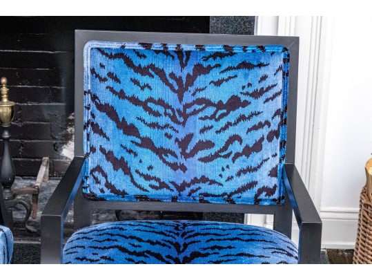 Pair Of Custom Brunschwig & Filss Silk Velvet Upholstered Armchairs