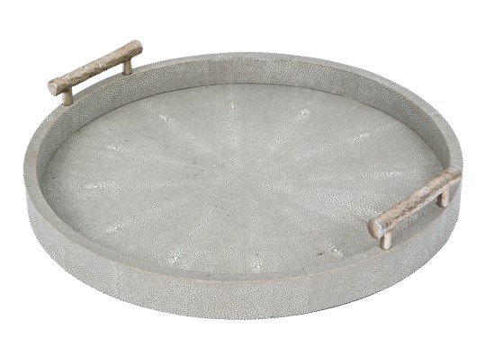 Designer Faux Shagreen Round Tray