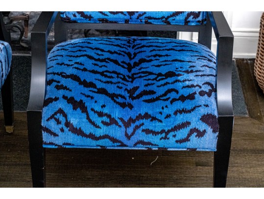 Pair Of Custom Brunschwig & Filss Silk Velvet Upholstered Armchairs