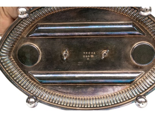 English Silver Plated Egyptian Revival Inkwell With Two Lidded Bottles