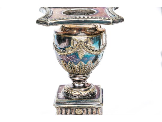 Two Pairs Of Silver Plated Candlesticks