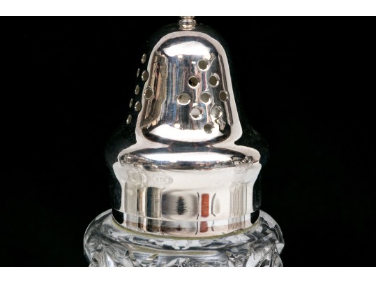 Collection Of Five Large Cut Crystal And Silverplate Shakers