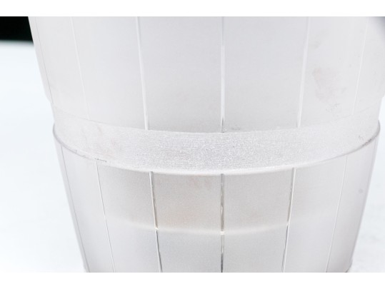 Elegant Silver Plate Mounted Frosted Glass Ice Bucker With Plated Interior Liner