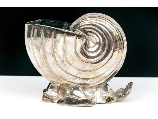 Antique English Victorian Silverplate Nautilus Spoon Warmer