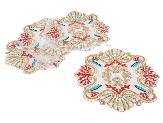 Set Of Four Kim Seybert Exceptional Beaded Placemats