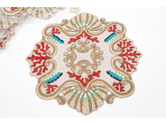 Set Of Four Kim Seybert Exceptional Beaded Placemats