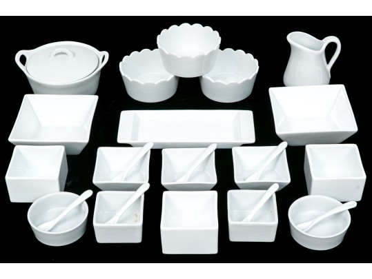 Assembled Collection Of Classic White Porcelain Dining & Serving Wares