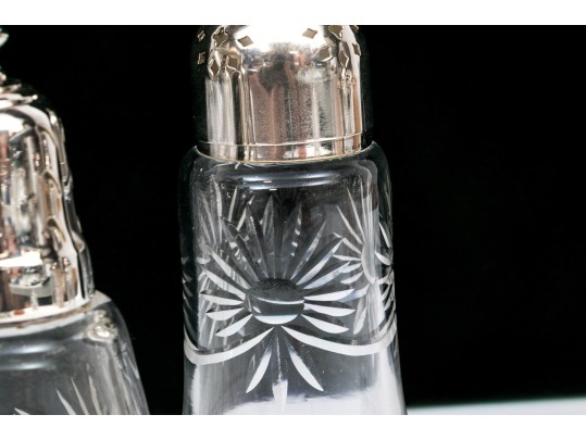 Collection Of Five Large Cut Crystal And Silverplate Shakers 