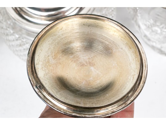 Group Of Three Antique Cut Glass And Silverplate Biscuit Jars