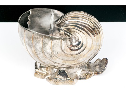 Antique English Victorian Silverplate Nautilus Spoon Warmer
