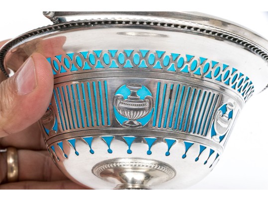 Silverplate And Opaline Glass Basket