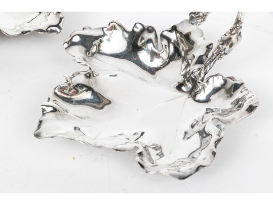 Pair Of Antique Silver Plated Individual Grape Servers, Beautifuly Restored