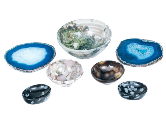 Collection Of Five Stone Bowls And Coasters, Plus Two Assembled Stone Bowls